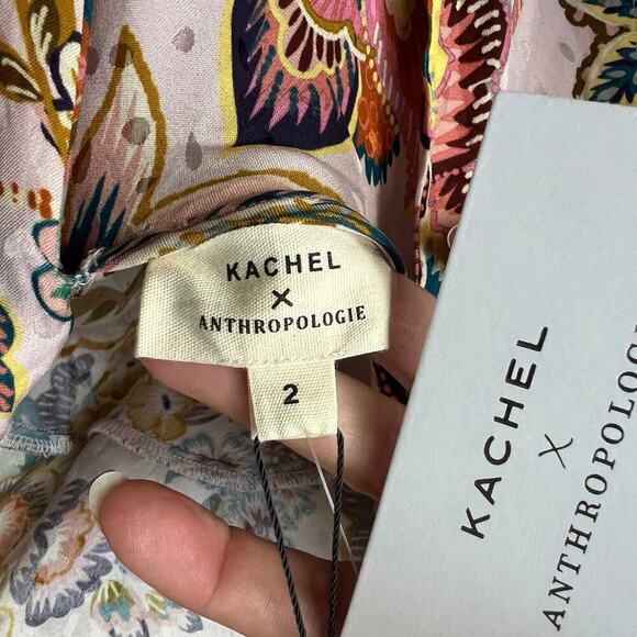 NWT Anthropologie Kachel Floral Flutter Sleeve Slip Dress Size 2 - Picture 5 of 9